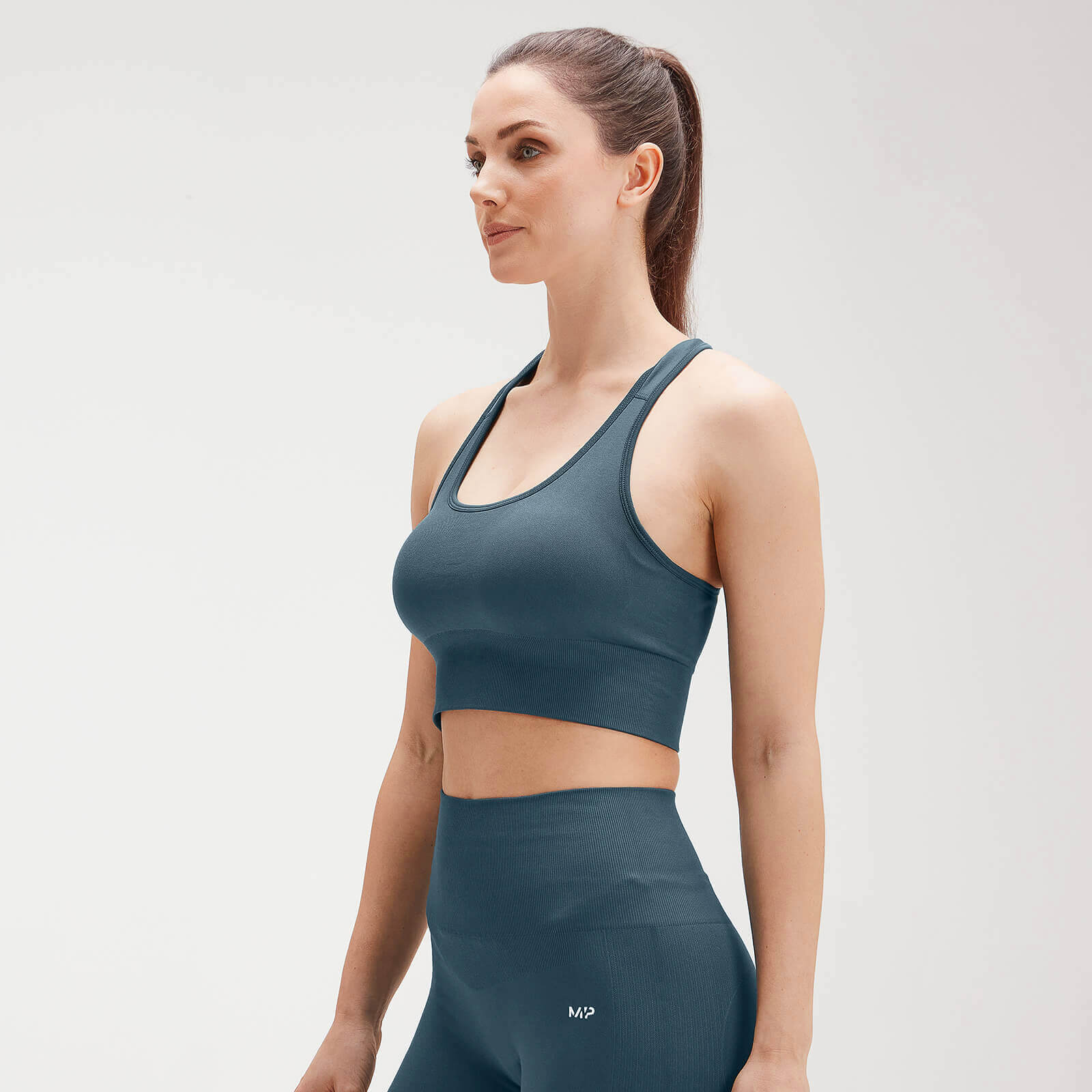 Brassière de sport à dos croisé sans coutures MP Shape Seamless Ultra pour femmes – Bleu mer