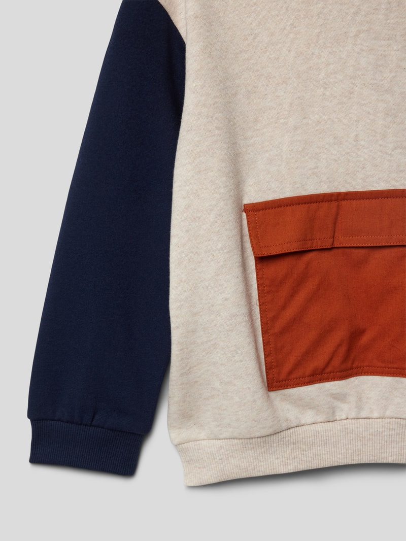 Hoodie im Colour-Blocking-Design in sand meliert