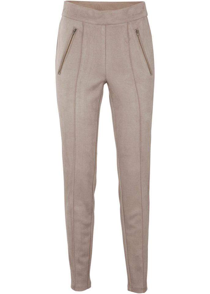 Velourslederimitat-Hose mit Biesen und Stretch-Anteil, Komfortbund