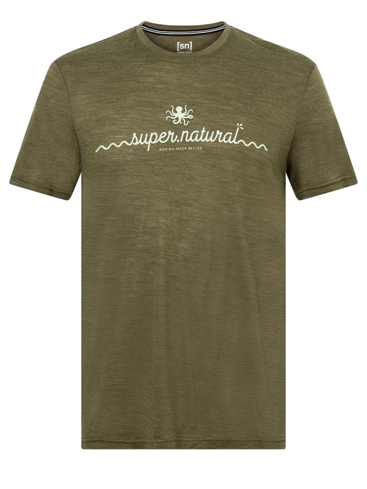 super.natural Merino T-Shirt M OCTO TEE in olivgrün günstig kaufen S