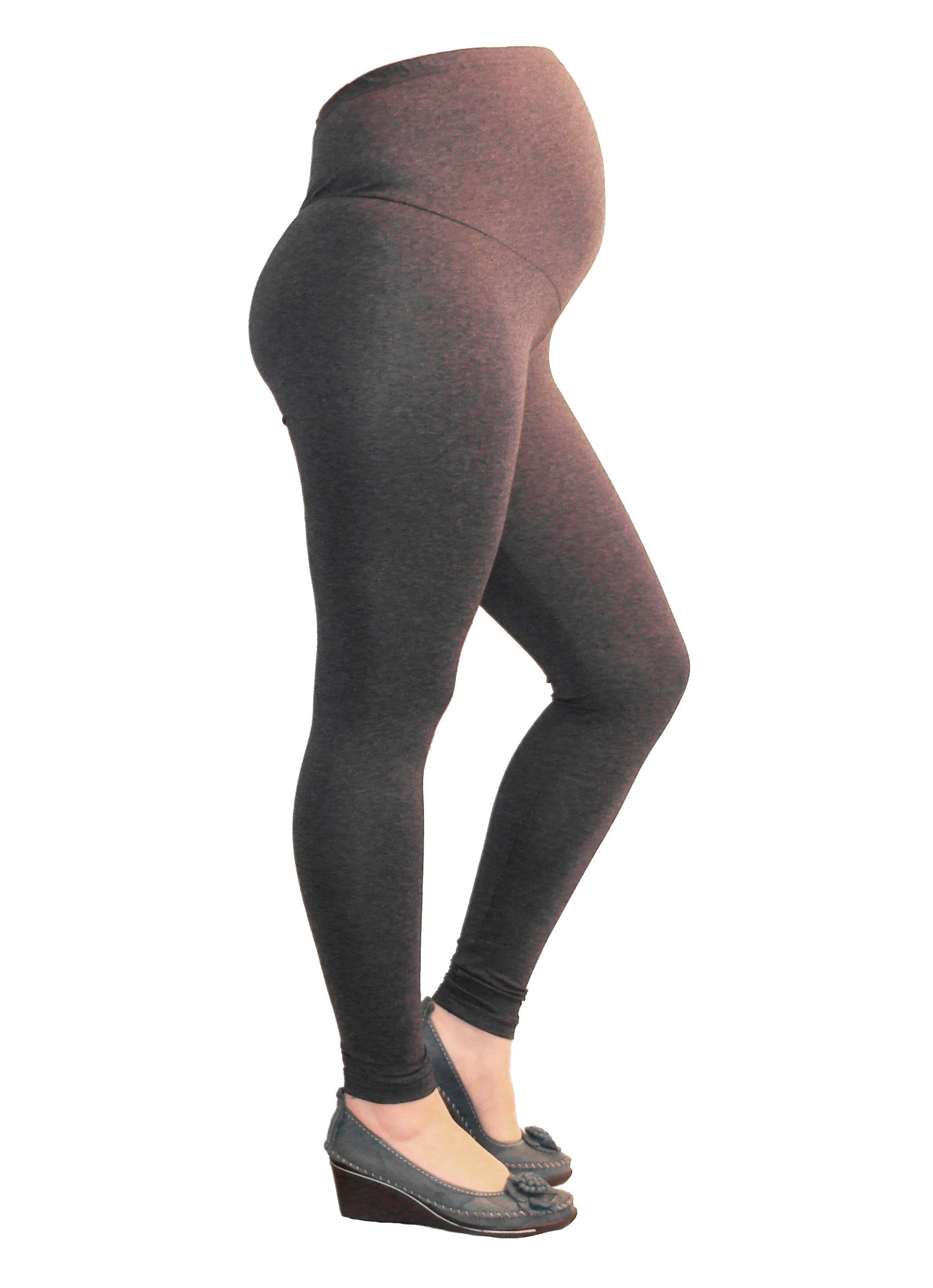 YESET Umstandsleggings Umstand Umstandsleggings lang aus Baumwolle Leggings Dunkelgrau L - 40 Blickdicht