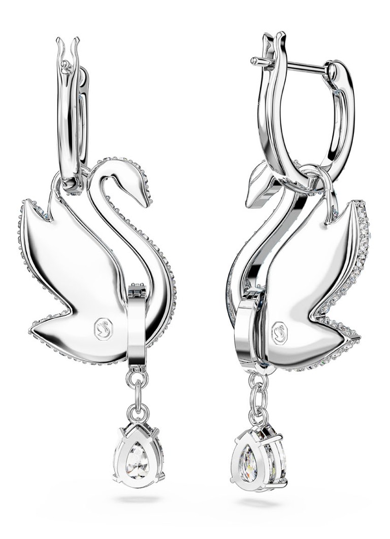 Swarovski Iconic Swan hoop earrings with crystal