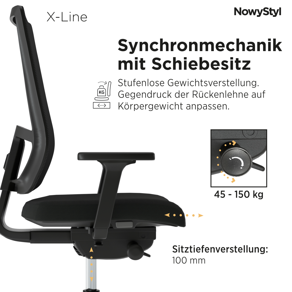 Bürostuhl X-Line SWIVEL Schwarz