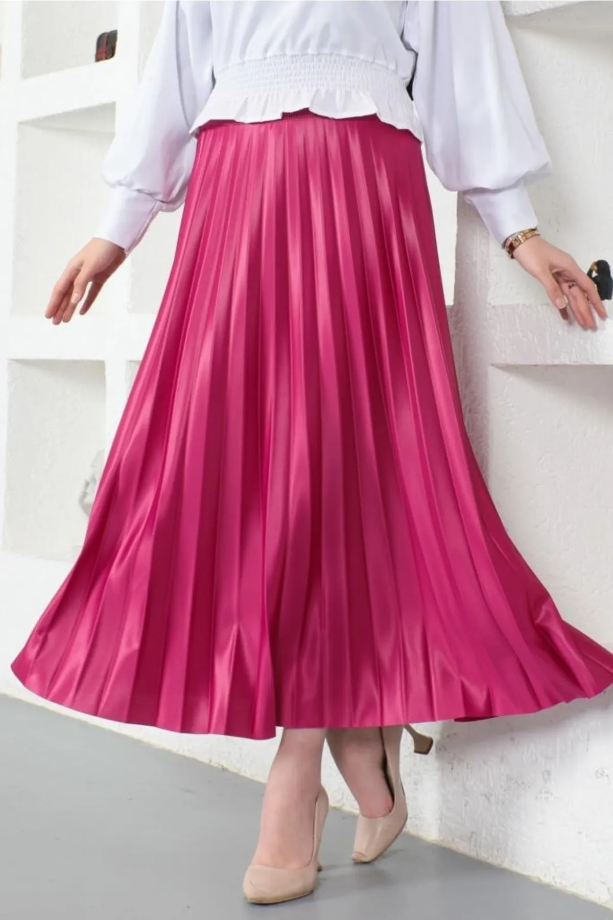 benguen  4538 Hijab-Faltenrock Fuchsia