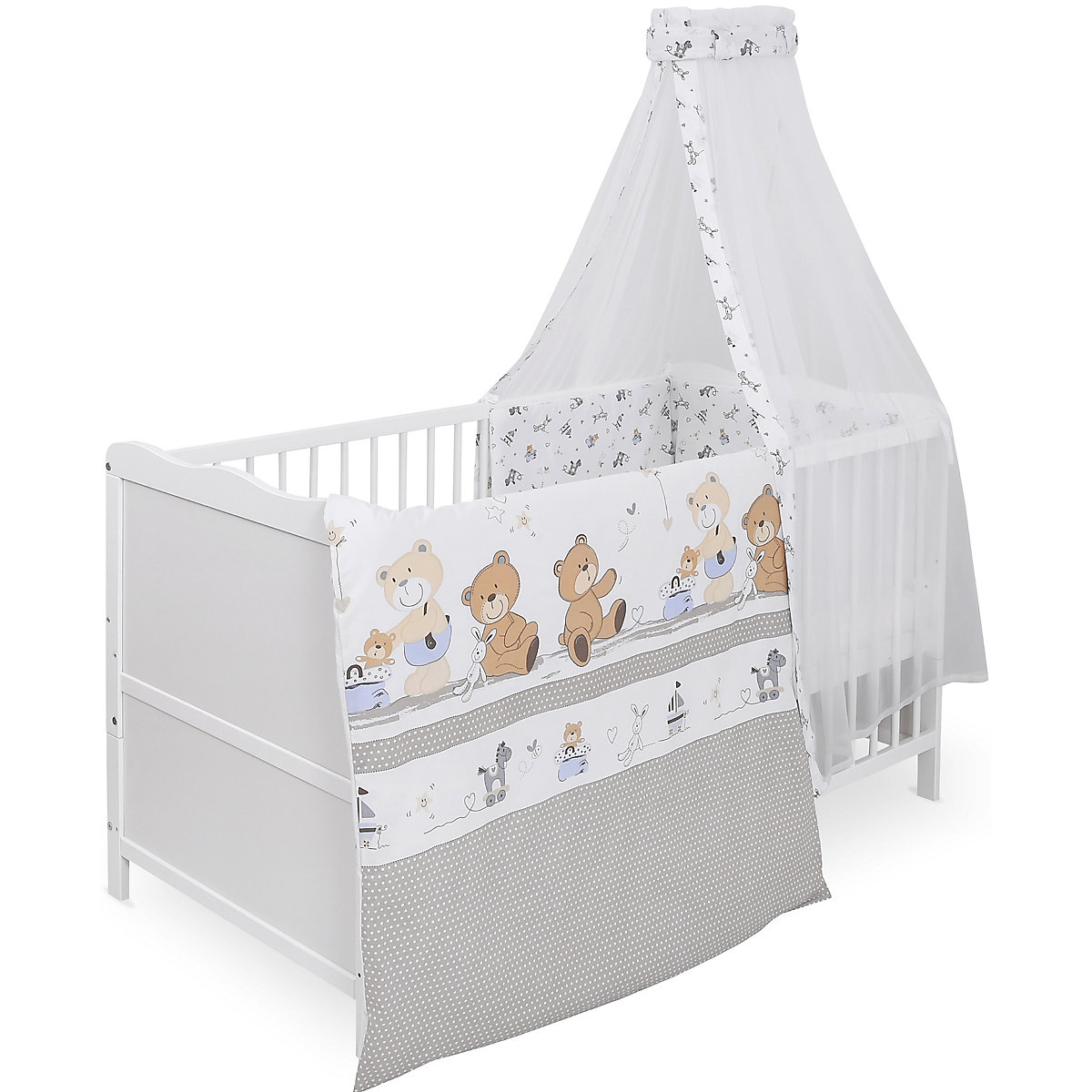 Komplettbett 70 x 140 cm Kleiner Spielbär, Kiefer weiß