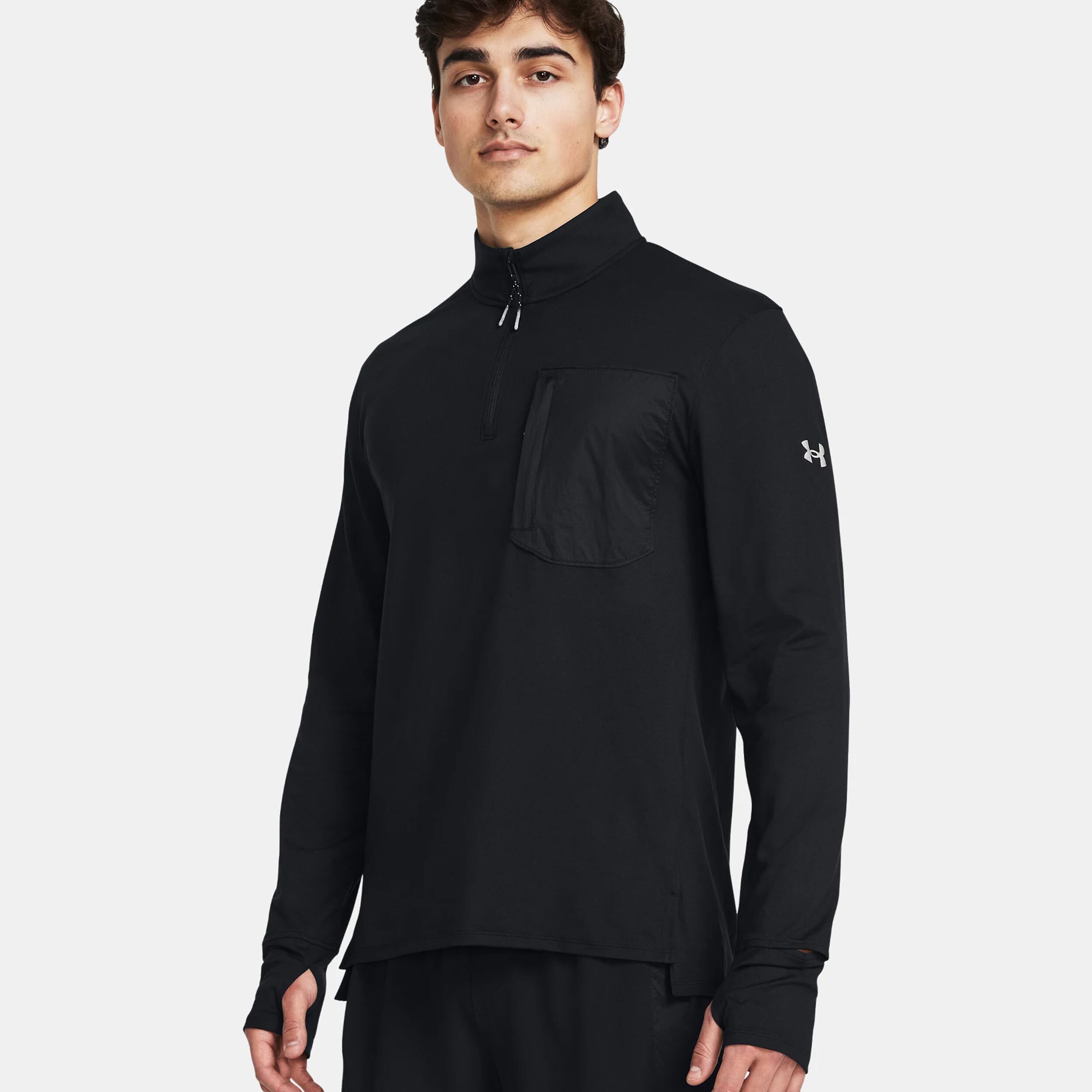 Run Trail Quarter Zip Lauftop Herren - Schwarz