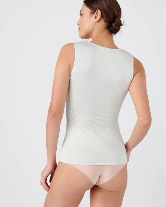 Débardeur Thermolactyl tulle brodé et 10% soie