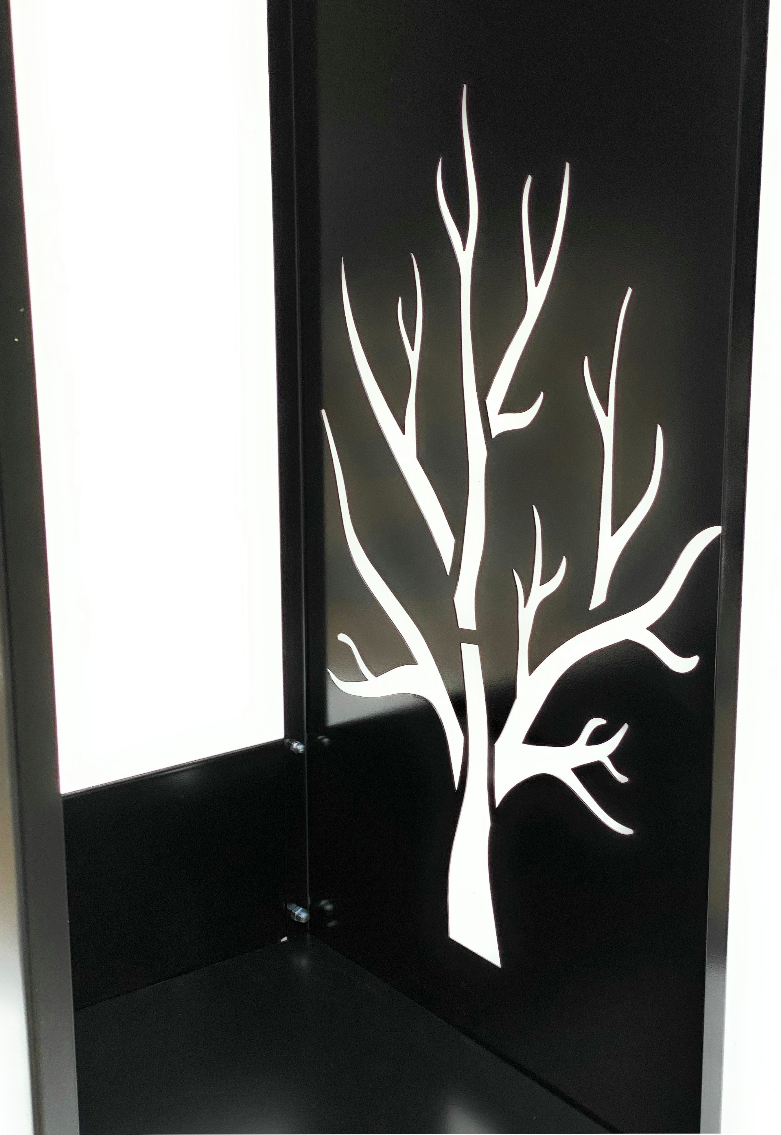 DanDiBo Kaminholzregal Kaminholzregal Metall Schwarz Innen Kaminholzständer 96196 Holzkorb 80 cm Kaminholzhalter Holzregal Eckig Baum