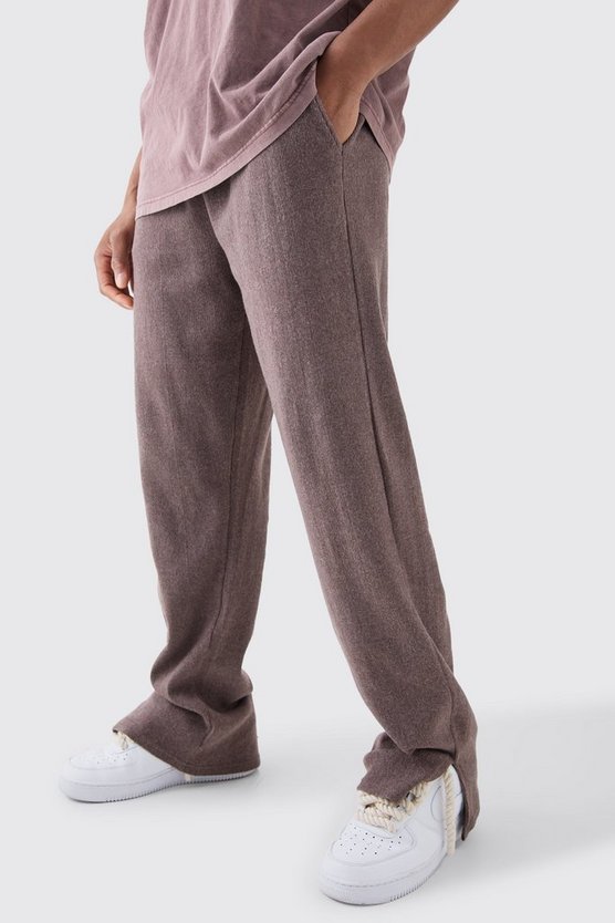 Lockere gerippte Ottoman Jogginghose mit geteiltem Saum