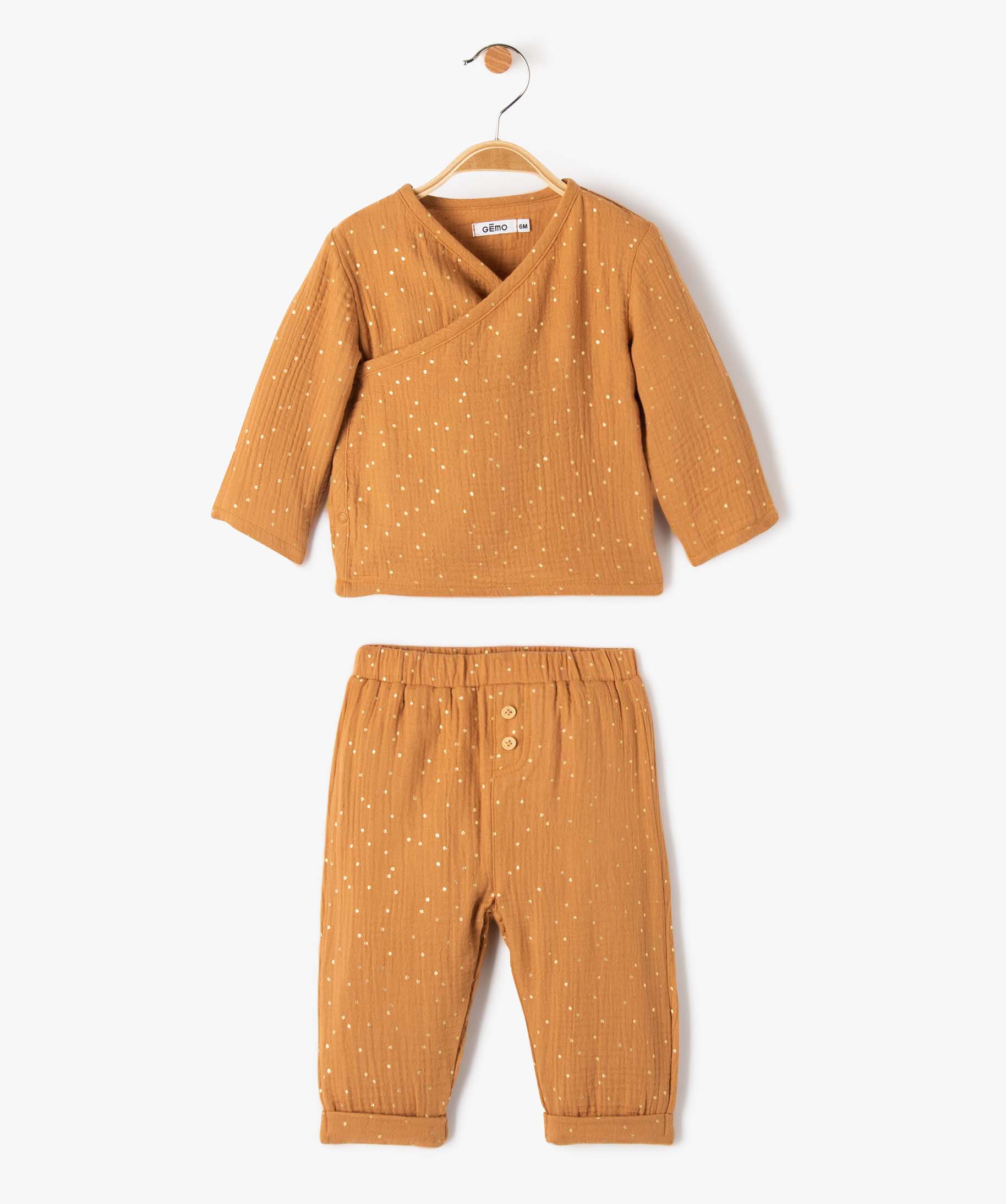 Ensemble bébé 2 pièces : cache-cur + pantalon en double... marron | GEMO