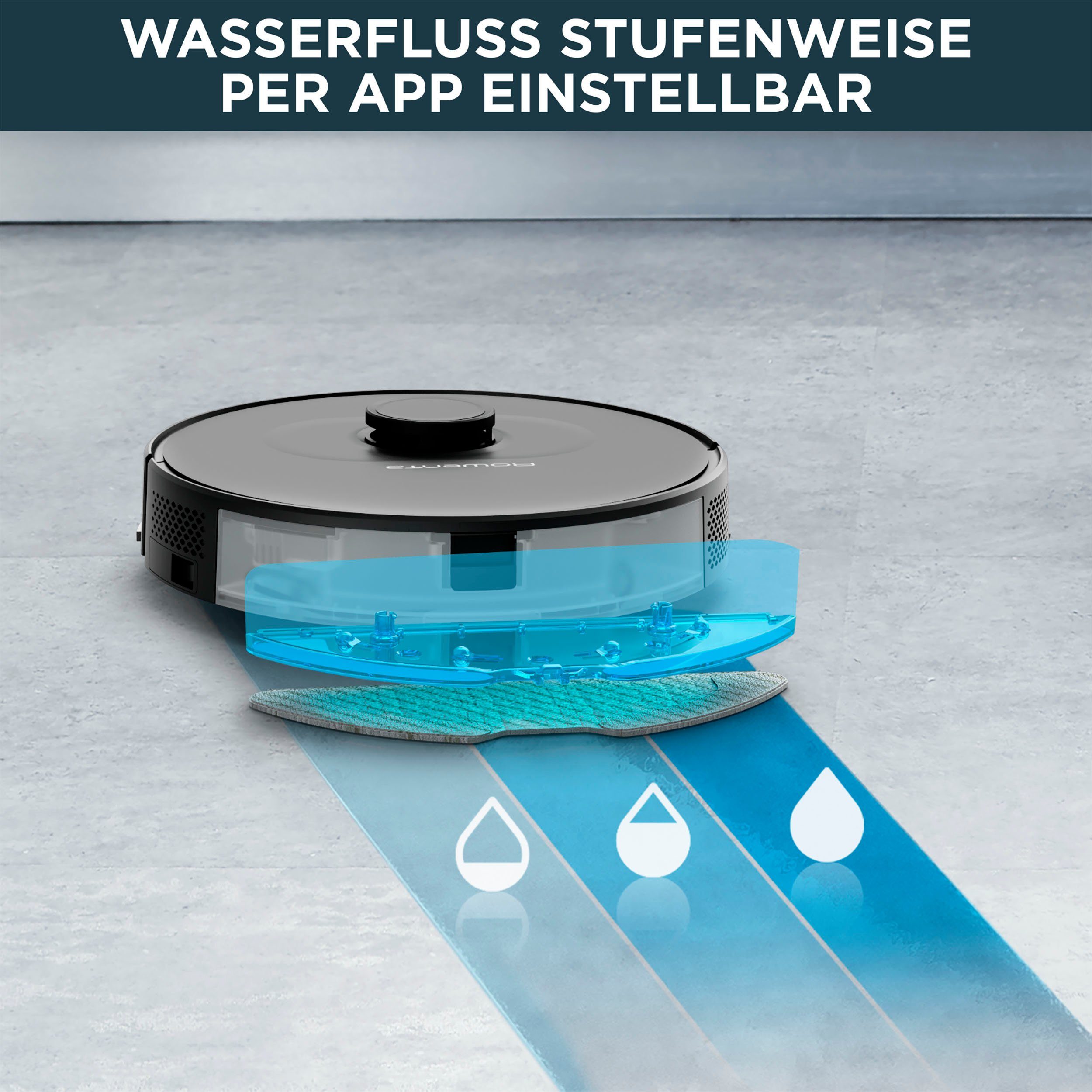 Rowenta Saugroboter RR8585 X-Plorer Serie 75+, Absaug-Station, ultra-präzise Laser-Navigation, saugen und wischen
