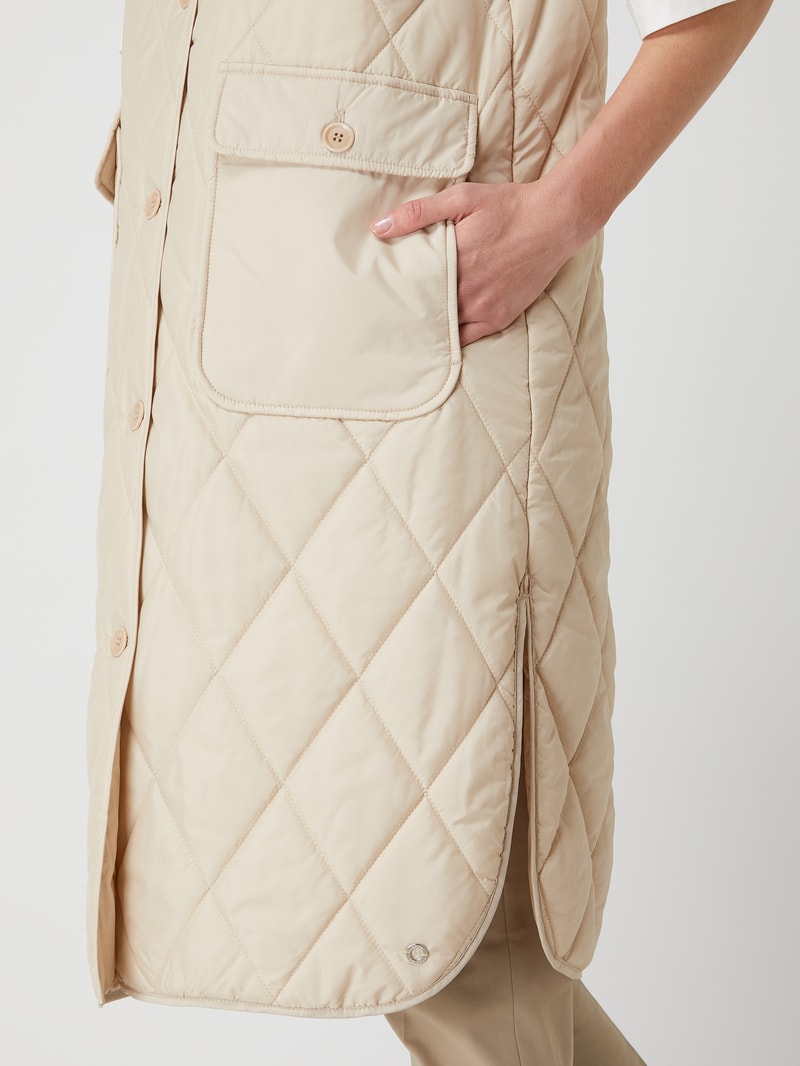 Steppweste mit Knopfleiste - beidseitig tragbar in beige
