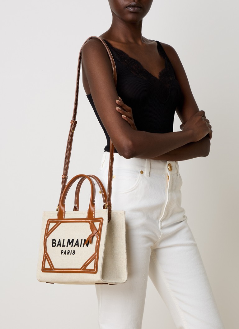 Balmain B-Army veske med skinndetaljer og justerbar skulderrem