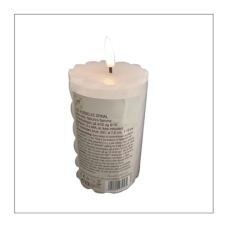 Vie Selected Kubbelys 12 cm ø 7,6 cm LED timer spiral hvit
