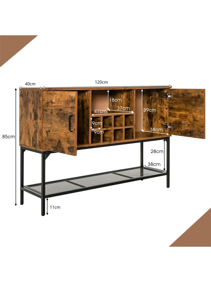 COSTWAY Sideboard mit Weinregal 120cm in Braun günstig kaufen onesize