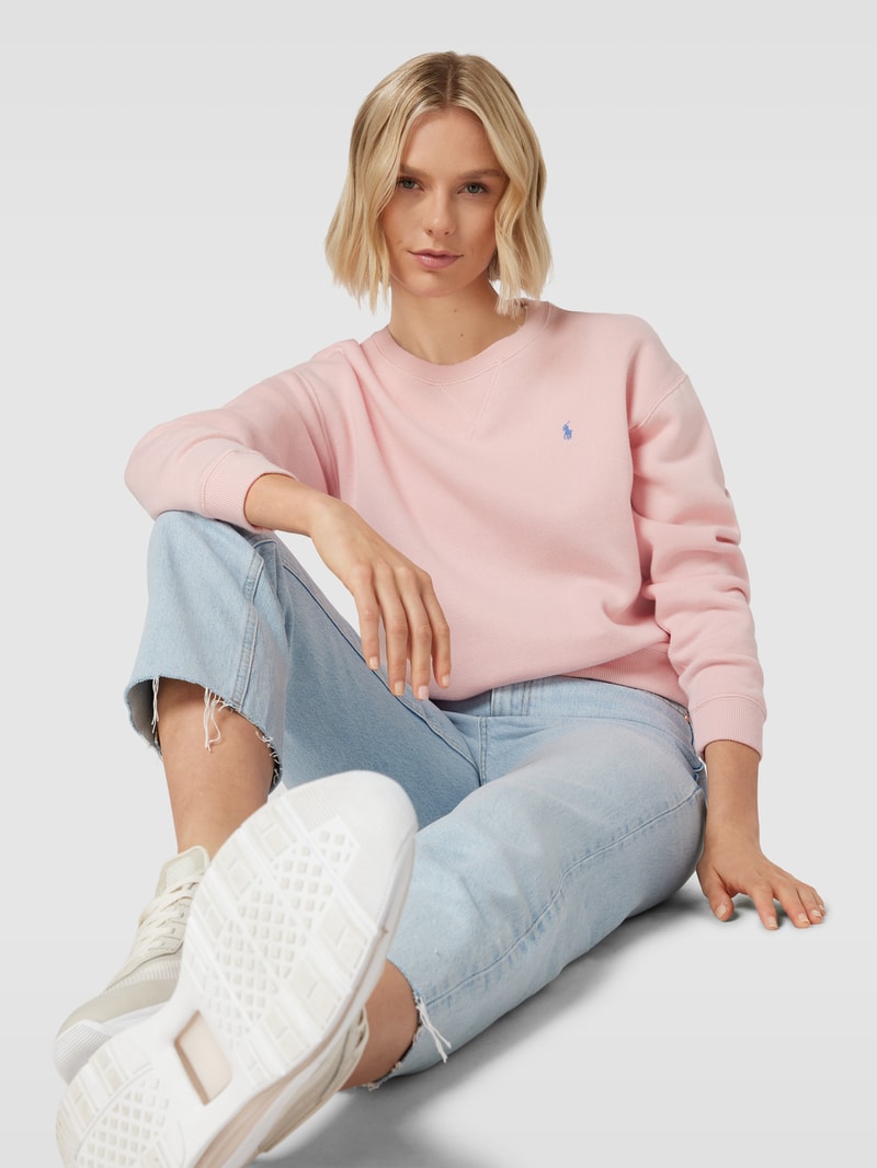 Sweatshirt mit Label-Stitching in pink