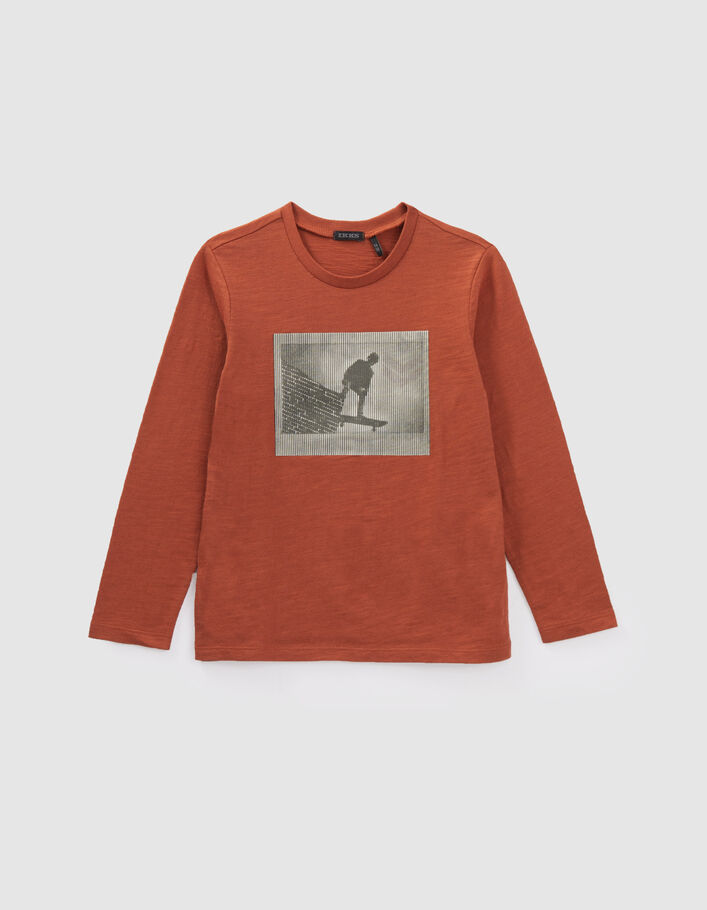 T-shirt rouge visuel lenticulaire skateur gomme garçon