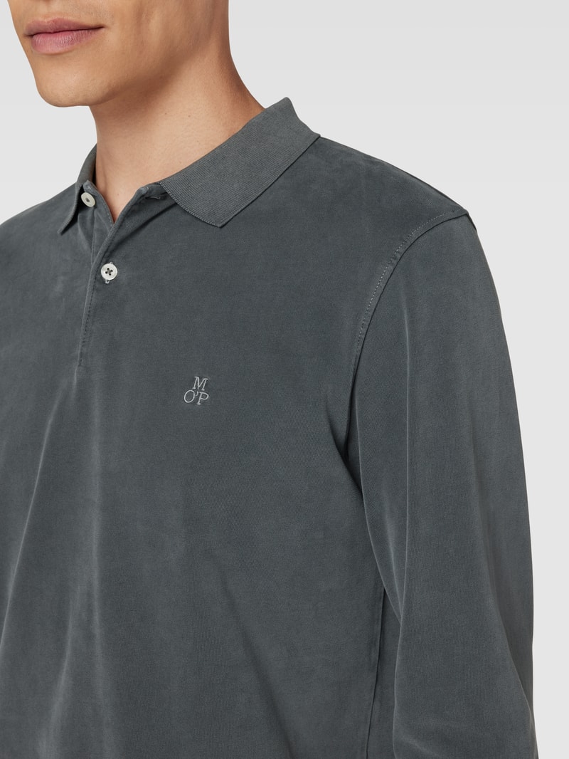 Poloshirt aus Baumwolle mit Label-Detail in anthrazit