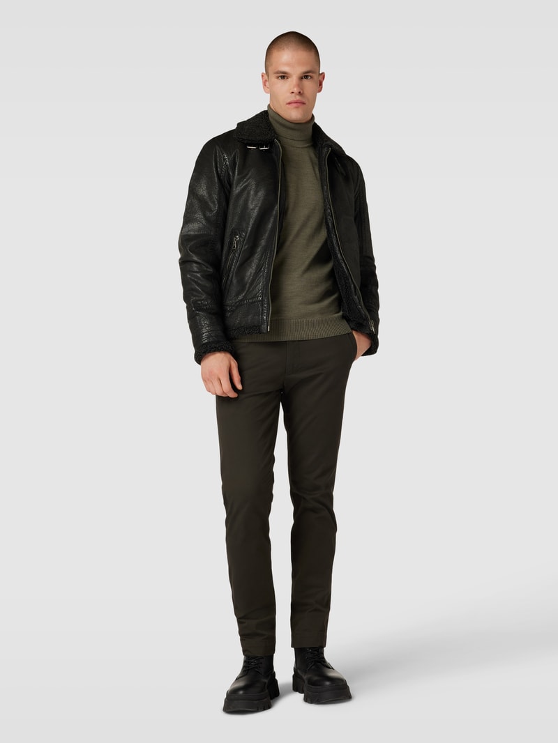 Lederjacke aus echtem Leder mit Label-Detail Modell 'MAIRFORCE' in dunkelgrau