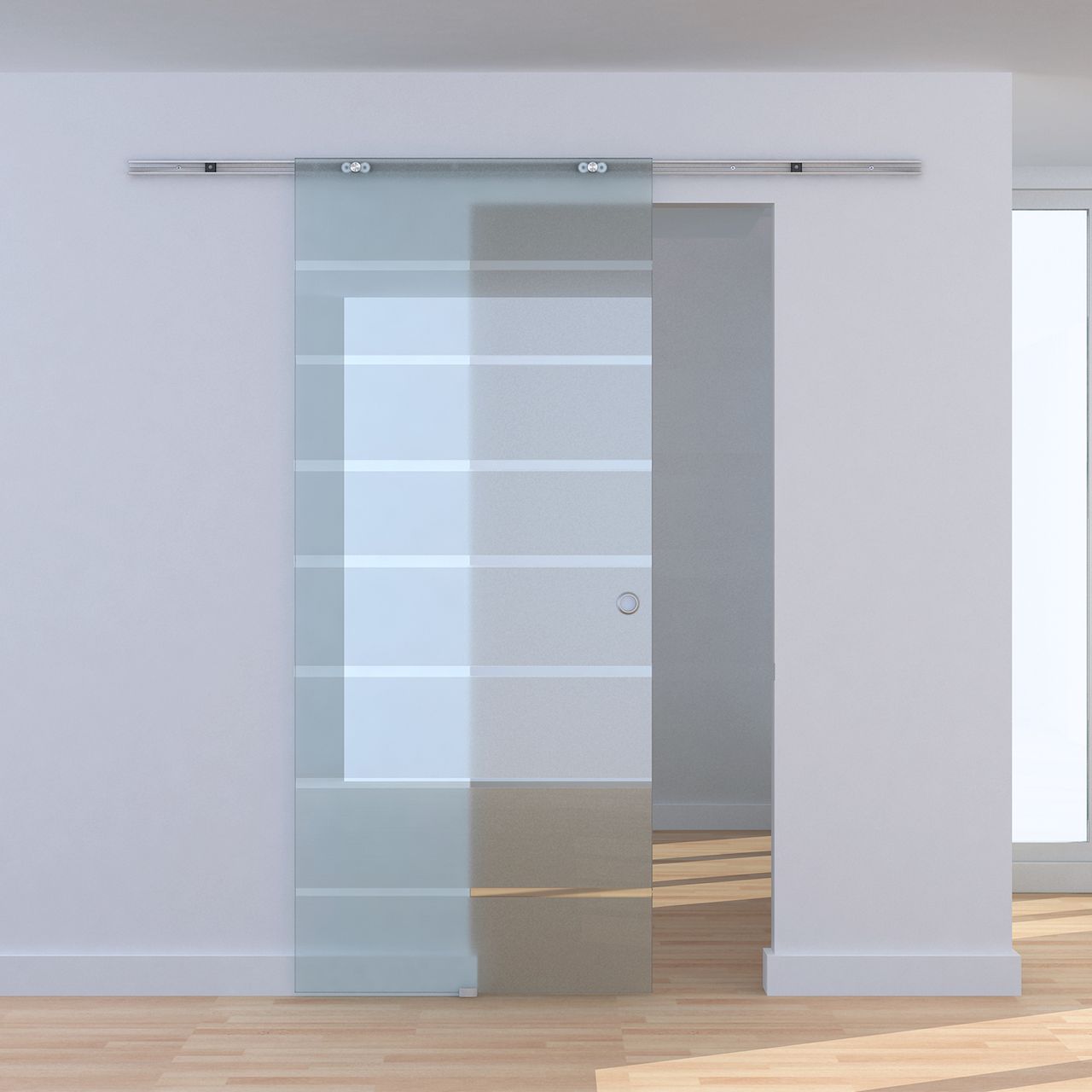 HOMCOM Glasschiebetür Schiebetür Glastür Zimmertür teilsatiniert 775 x 2050 mm