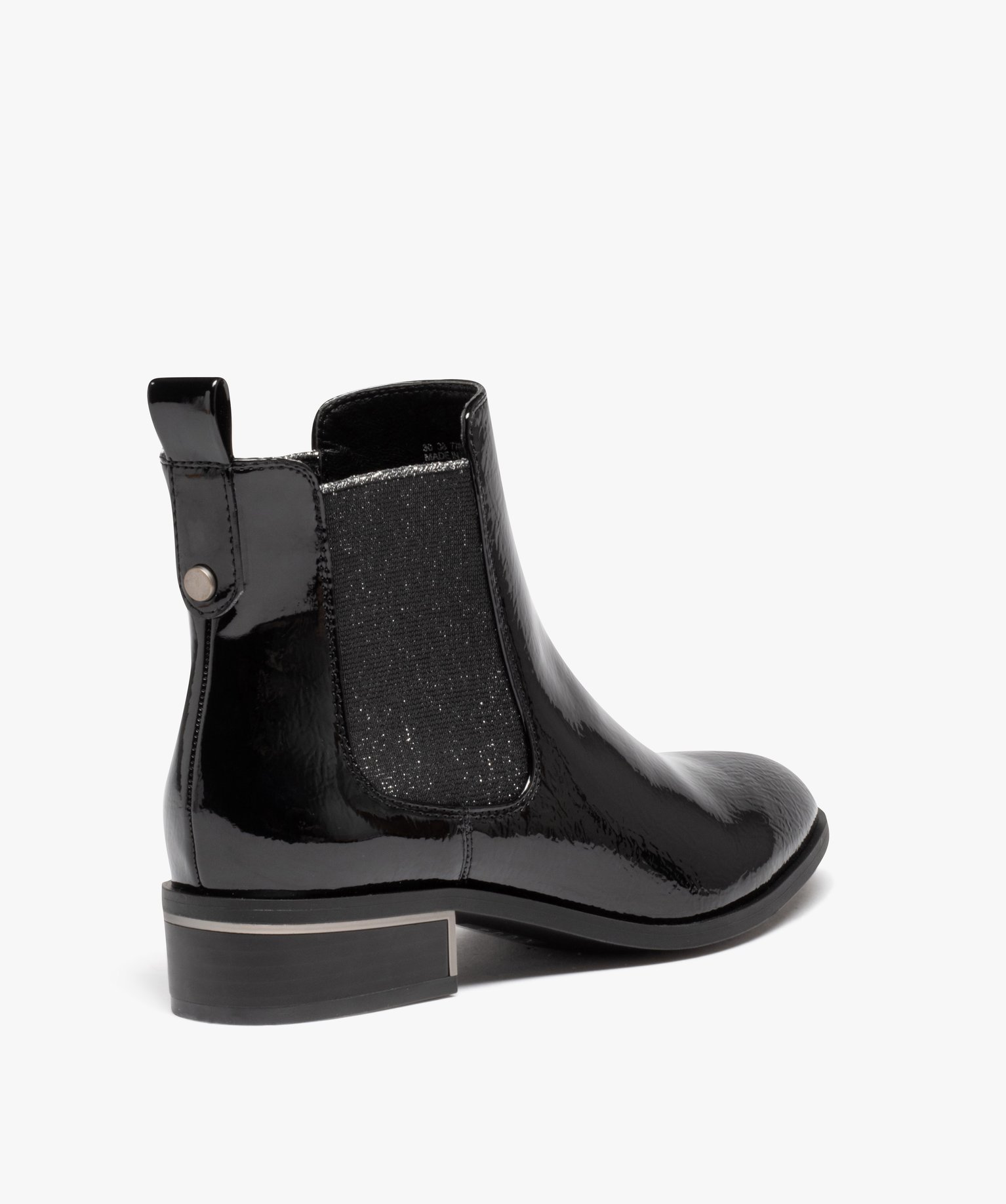 Boots femme style Chelsea dessus vernis avec élastiques pai... noir | GEMO