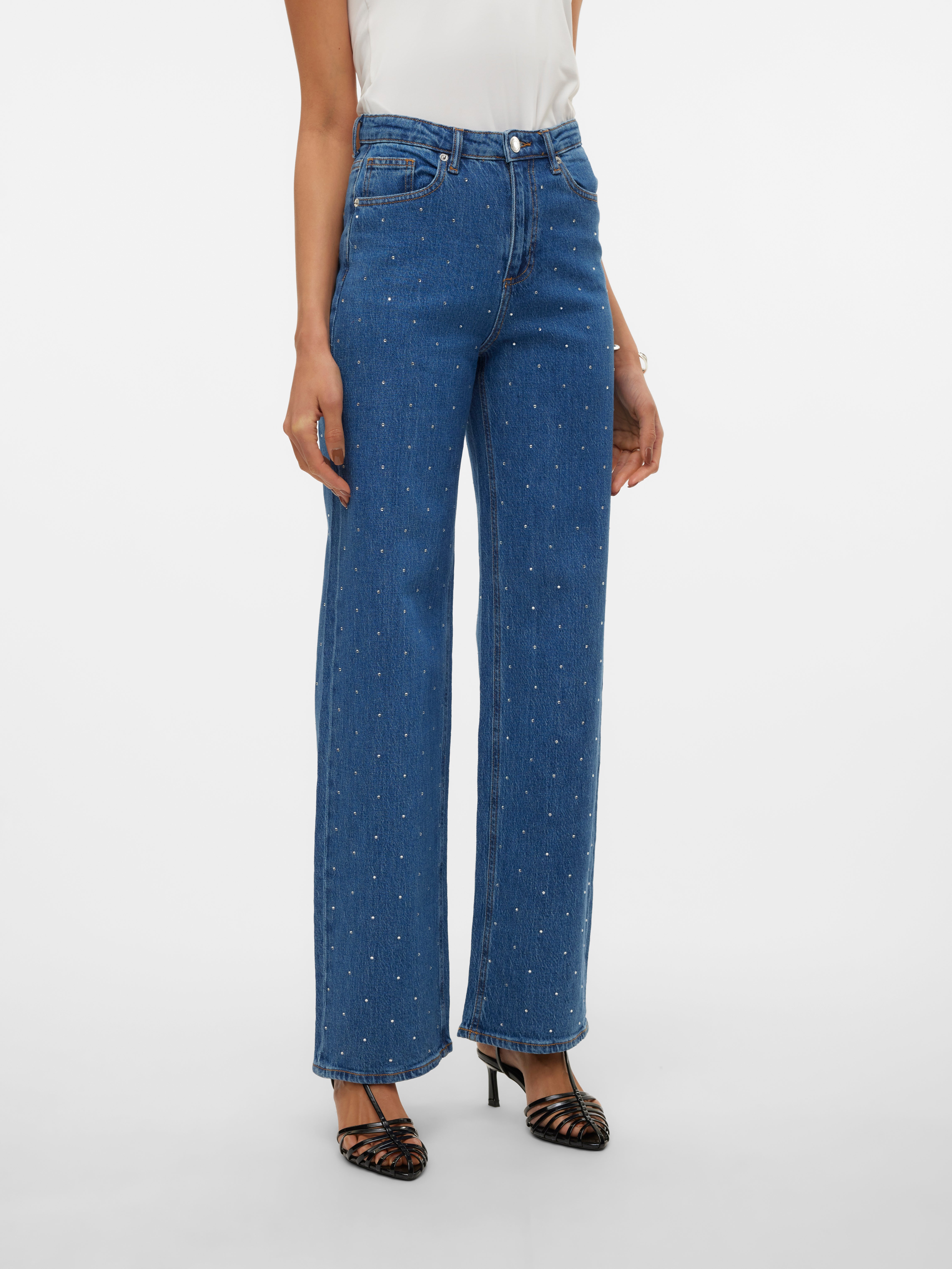 VMTESSA Hohe Taille Weit geschnitten Jeans
