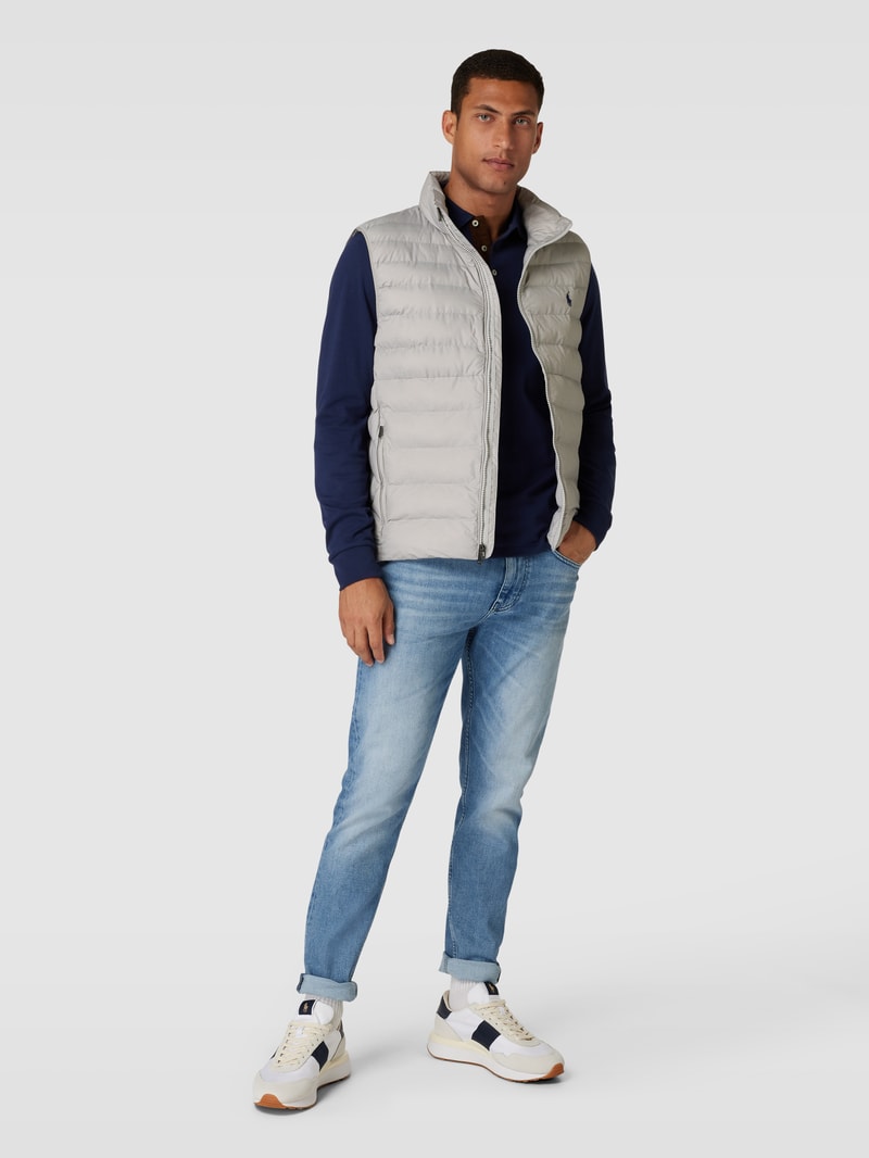 Steppweste mit Label-Stitching Modell 'TERRA' in offwhite
