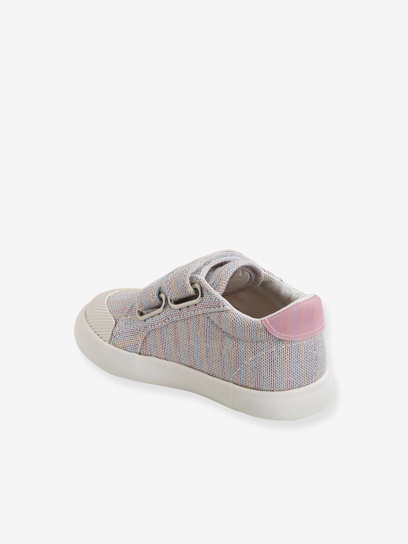 Vertbaudet Mädchen Baby Stoffschuhe, Klett - mehrfarbig