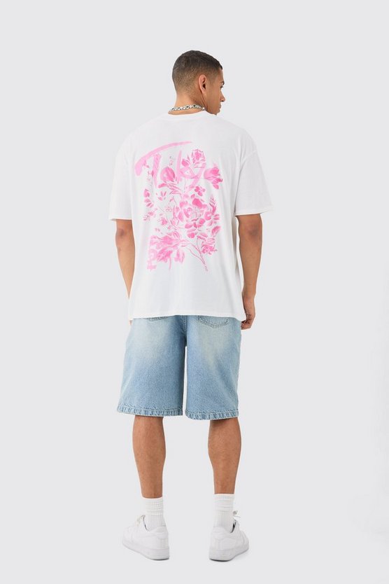 Oversize T-Shirt mit floralem Tokyo-Print