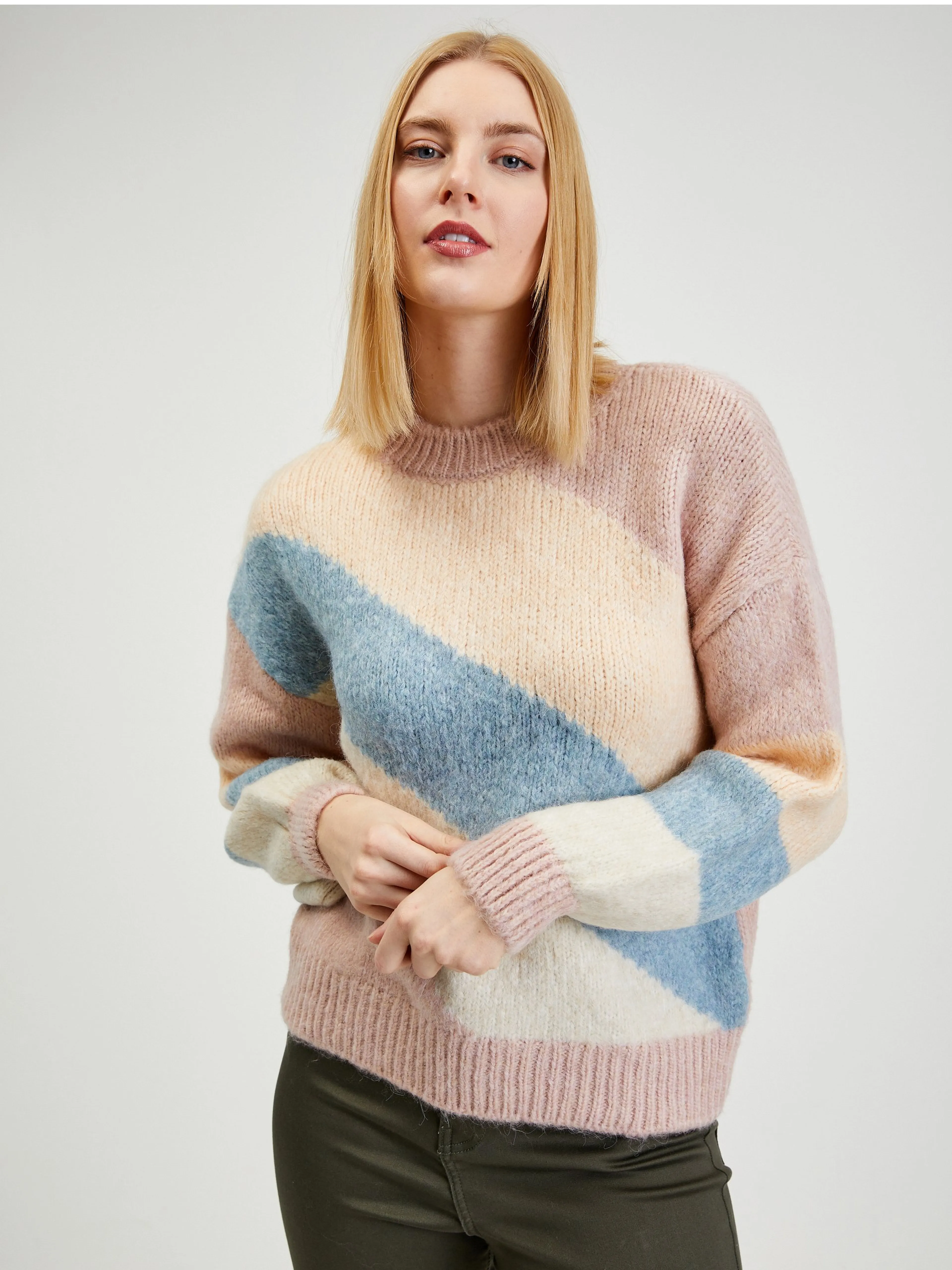 Blau-rosa gestreifter Damenpullover ORSAY