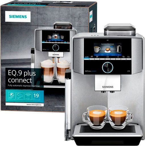SIEMENS Kaffeevollautomat EQ.9 plus connect s500 TI9558X1DE, extra leise, automatische Reinigung, bis zu 10 individuelle Profile