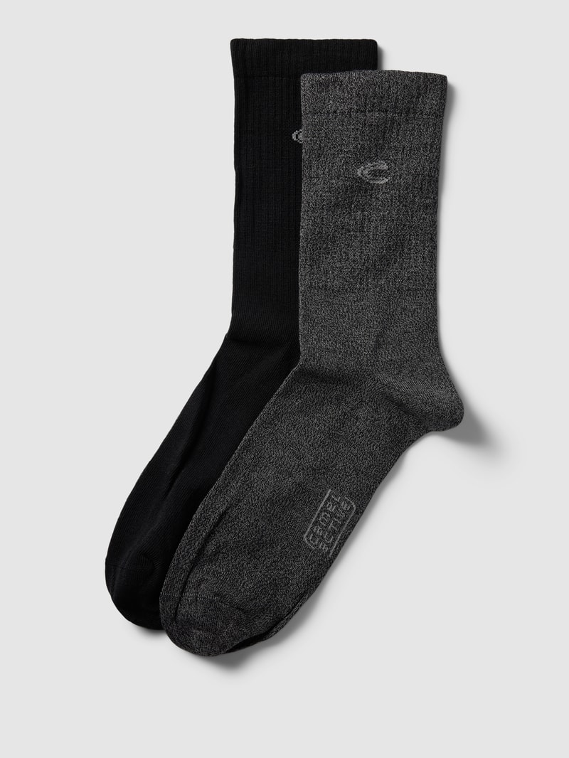 Socken mit Label-Stitching im 2er-Pack in schwarz