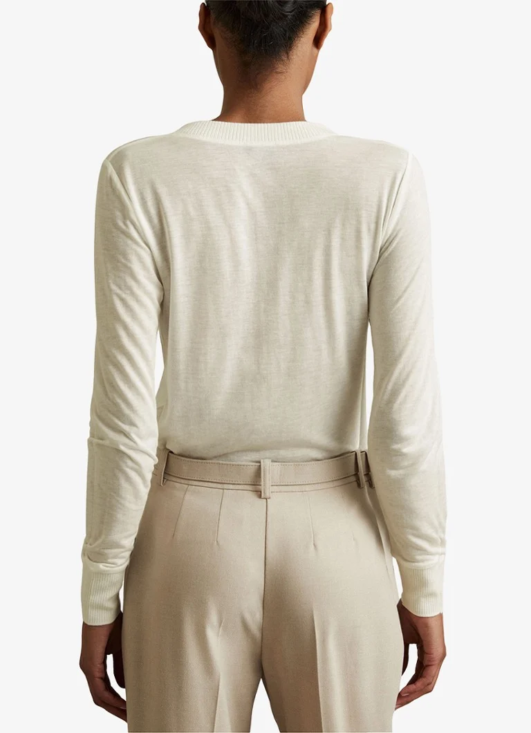 Reiss Evelyn fine knitted top in wool blend with V-neck