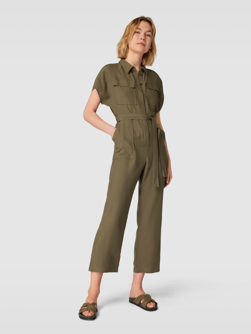 Jumpsuit mit Hemdblusenkragen in khaki