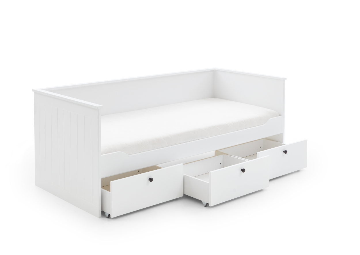 Relita Funktionsbett eLeona 90x200 cm inkl. LR, Schaum-Matratze Allergena, 3 Schubladen, Ausf. Weiß