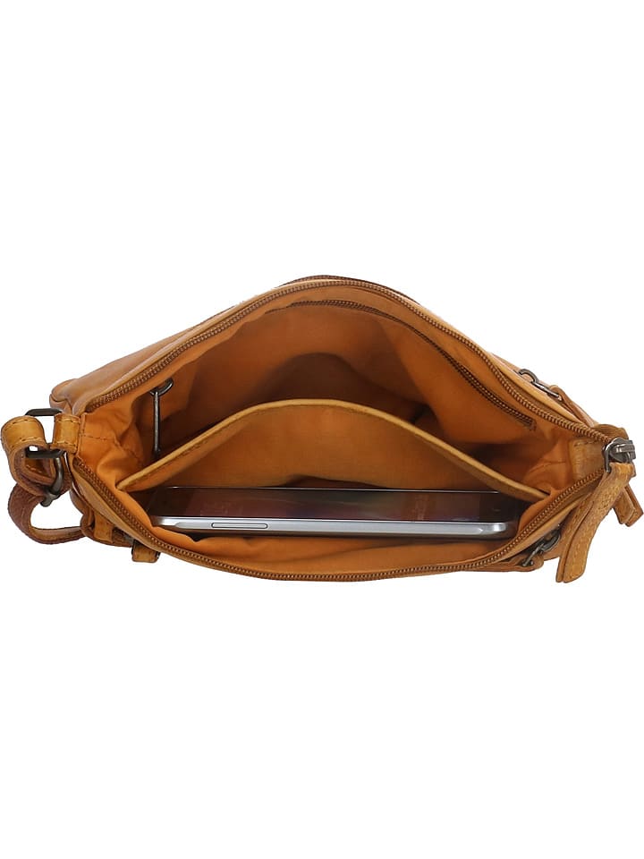 HIDE & STITCHES Leder-Umhängetasche in Ocker - (B)23 x (H)17 x (T)3,5 cm günstig kaufen onesize