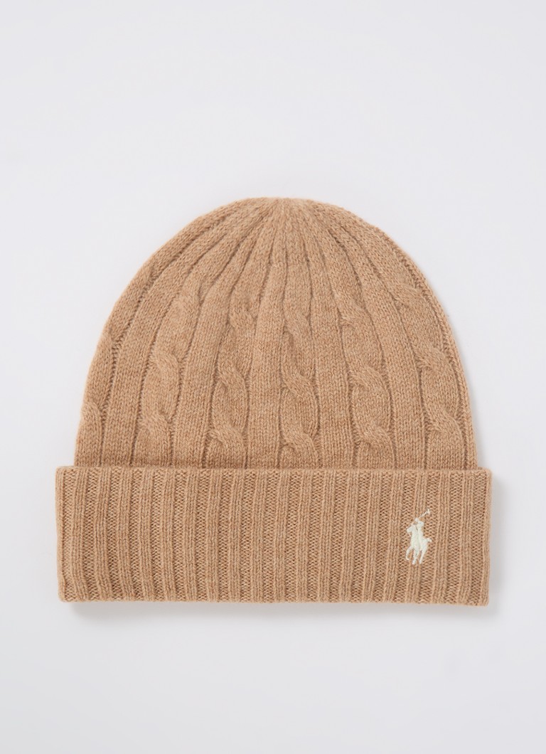Ralph Lauren  Ribgebreide muts in in kasjmierblend met logoborduring