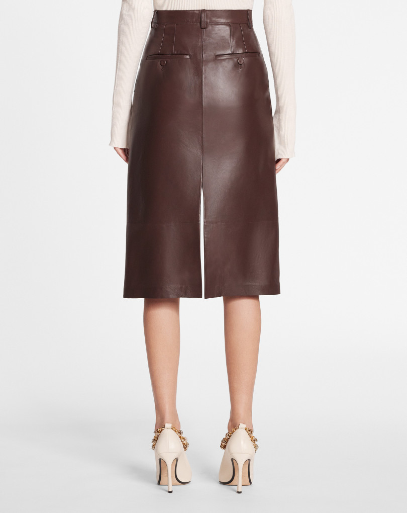 JUPE DROITE MI-LONGUE EN CUIR