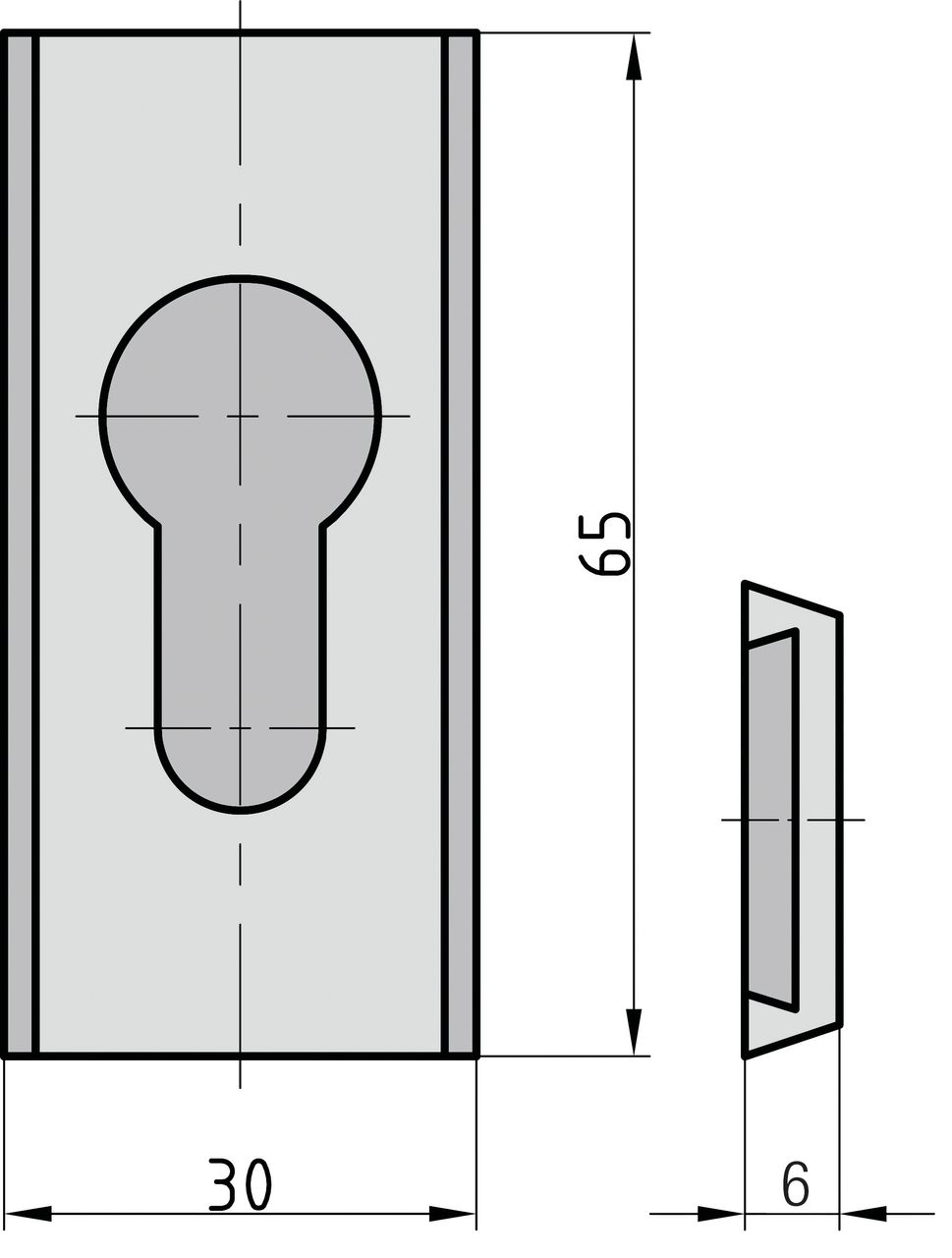 Basi Schutz-Schieberosette - eckig - Alu F2 - 6 mm