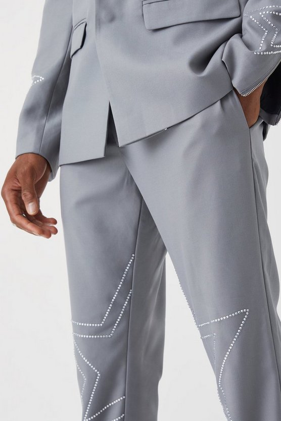Slim-Fit Hose mit Strass-Verzierung
