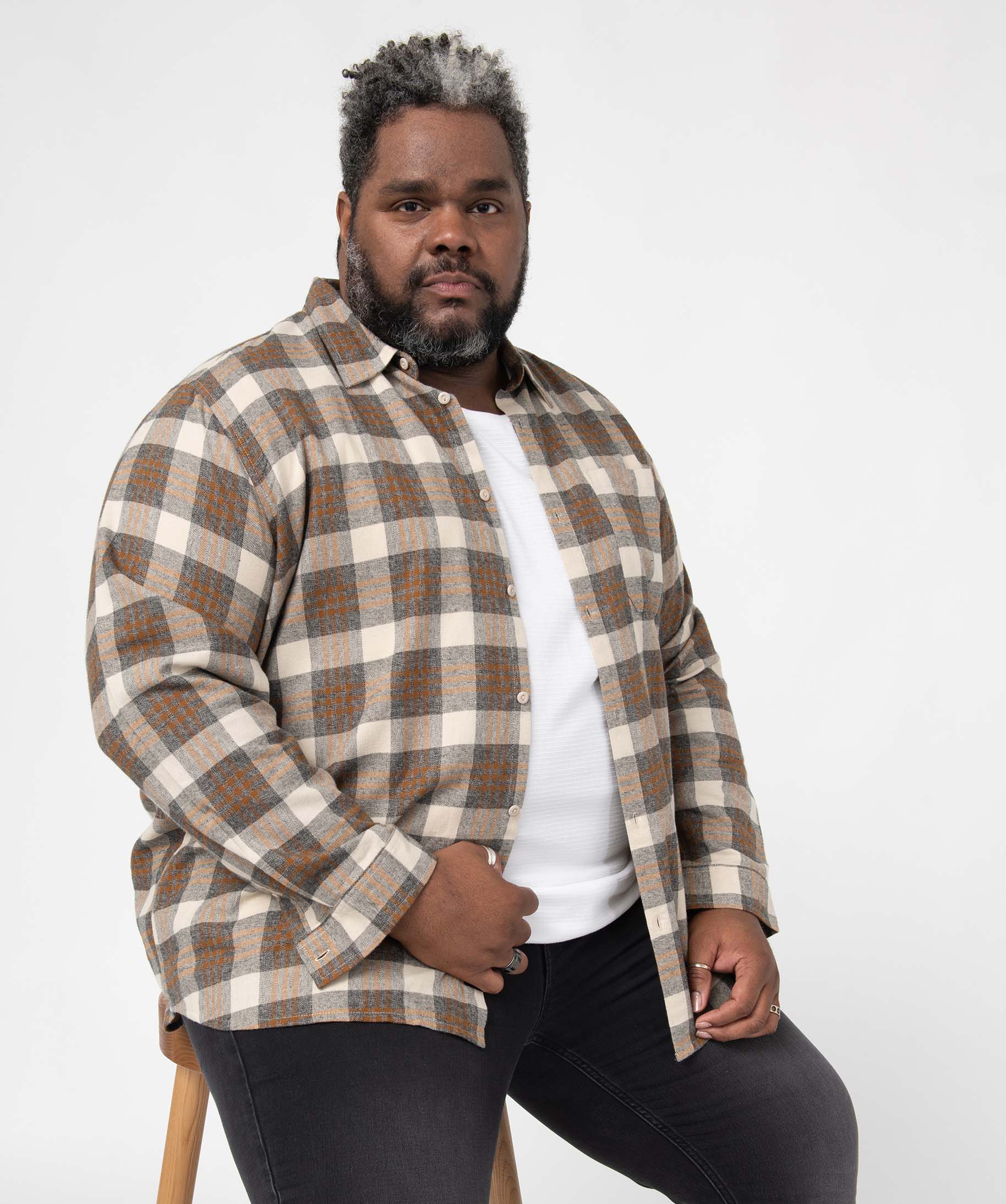 Chemise homme grande taille à manches longues et carreaux carreaux | GEMO