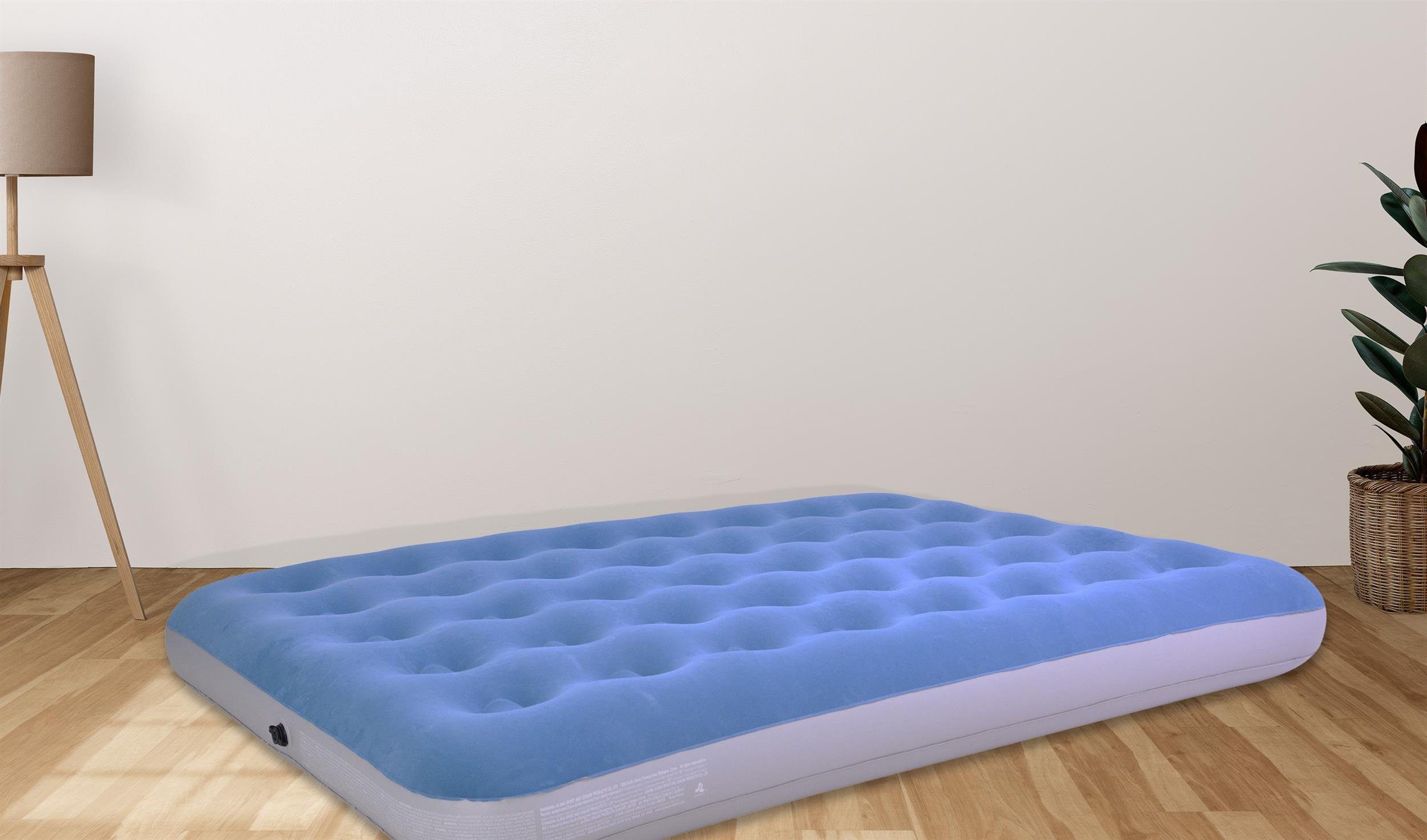 Avenli Luftbett Avenli aufblasbares Luftbett / Campingmatratze blau 191x137x22 cm, (Luftmatratze für 2 Personen), Gästebett mit beflockter Oberfläche