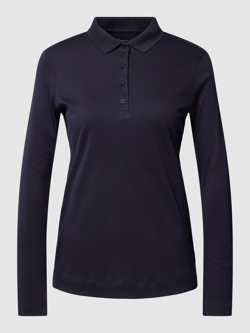 Longsleeve mit Polokragen in dunkelblau
