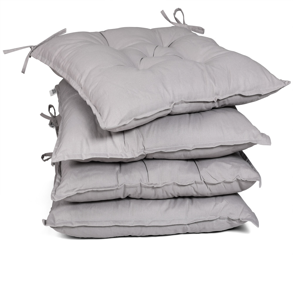 Casaria Detex® Sitzkissen 4er-Set Hellgrau 40x40x8cm