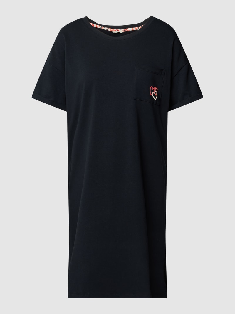 Nachthemd mit Motiv-Print in schwarz