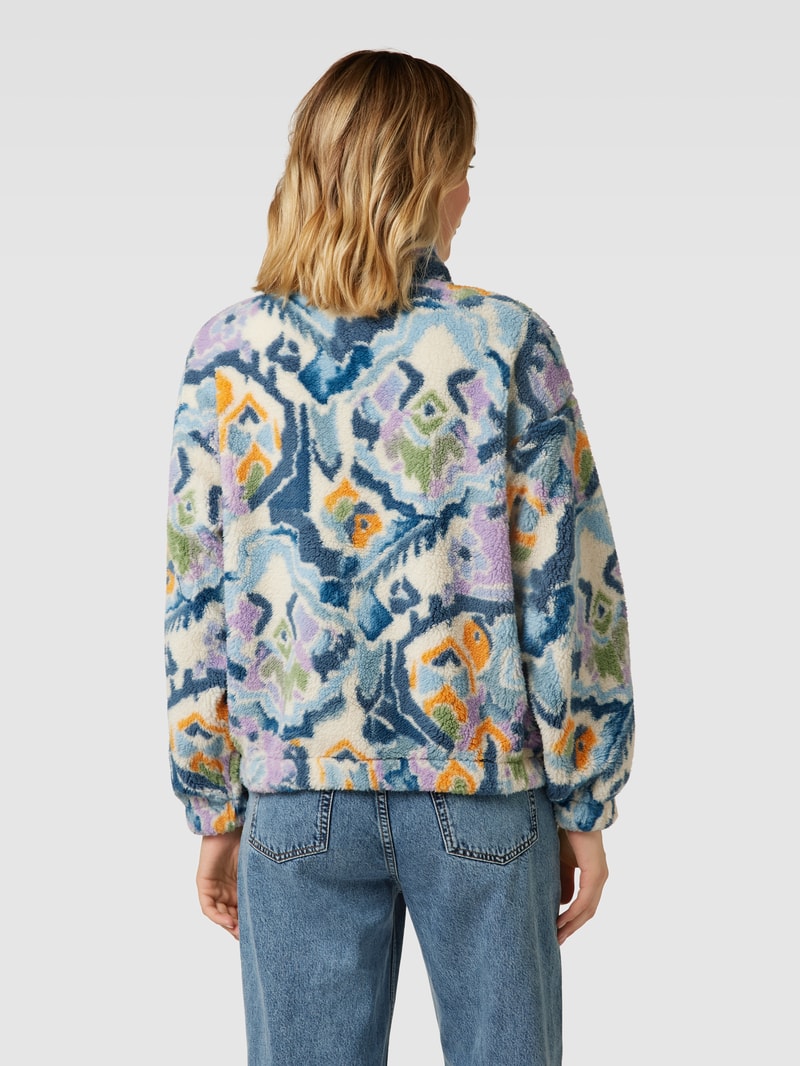 Pullover aus Teddyfell mit kurzer Knopfleiste in ecru