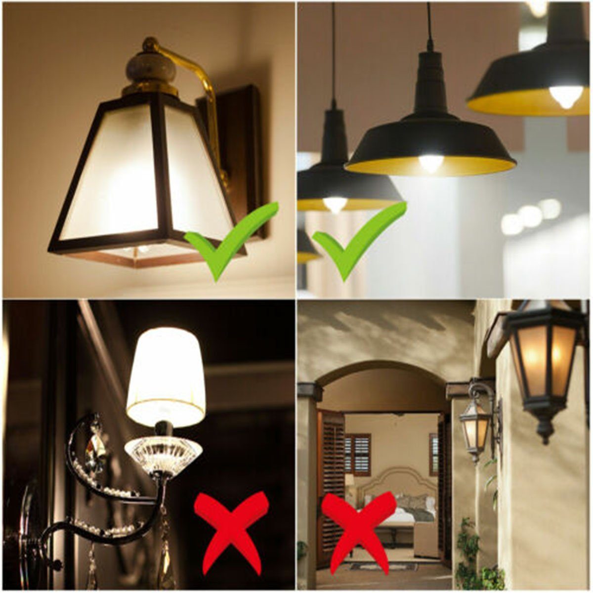 LETGOSPT 4 Stück LED Leuchtmittel, E27 12W LED Birne mit Bewegungssensor Smarte Lampe, Glühbirne Bewegungsmelder PIR Licht Lampe