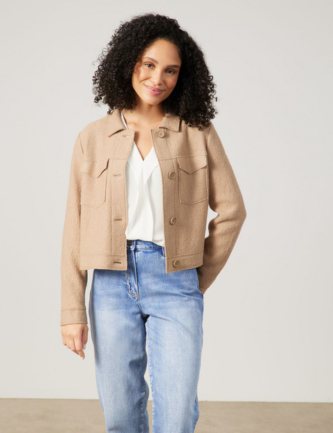 Kastige Blazerjacke in Bouclé-Optik