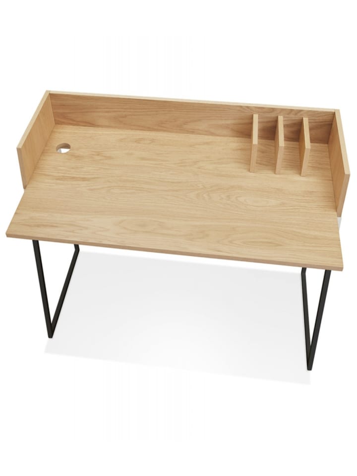 KADIMA DESIGN Schreibtisch SALMON aus Holz und Metall | Moderner Stil in Beige-Schwarz günstig kaufen onesize