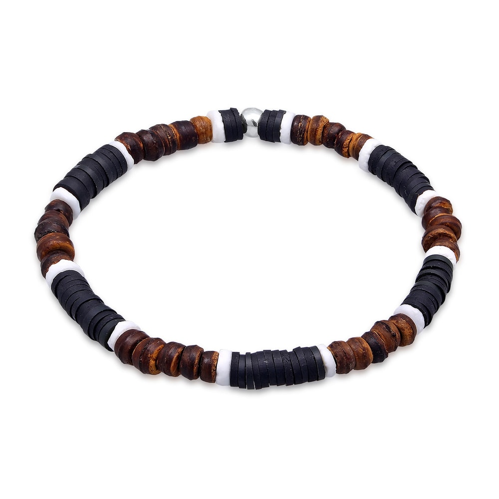 KUZZOI KUZZOI Bracelet Hommes Heishi Perles Vintage Surfer en argent sterling 925 Bracelet